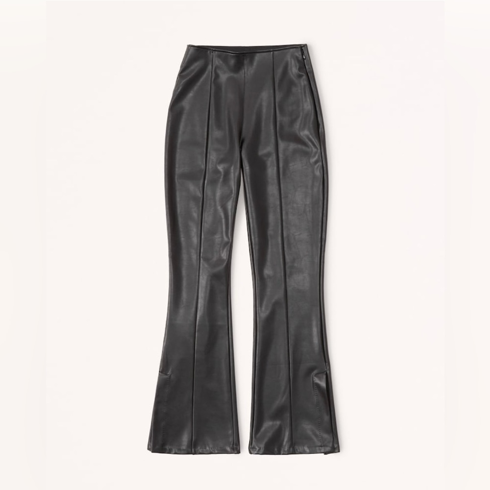 Curve Love Vegan Leather Split-Hem Flare Pants